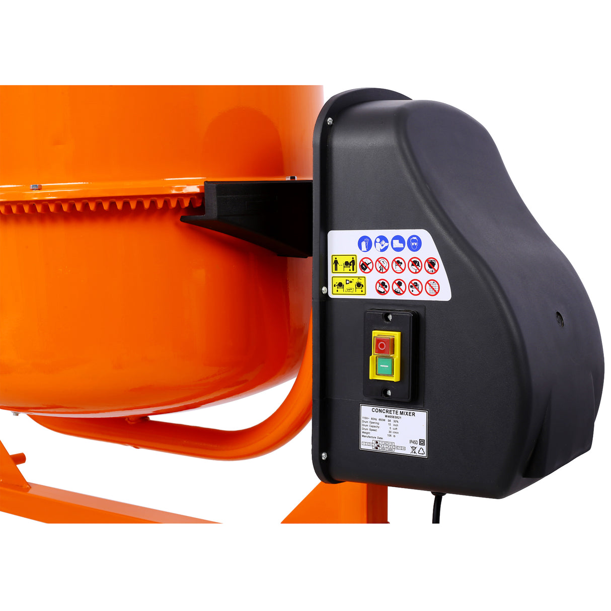 Cement Mixer 5 Cu. Ft Electric Concrete Machine 650W AC Motor Portable Power