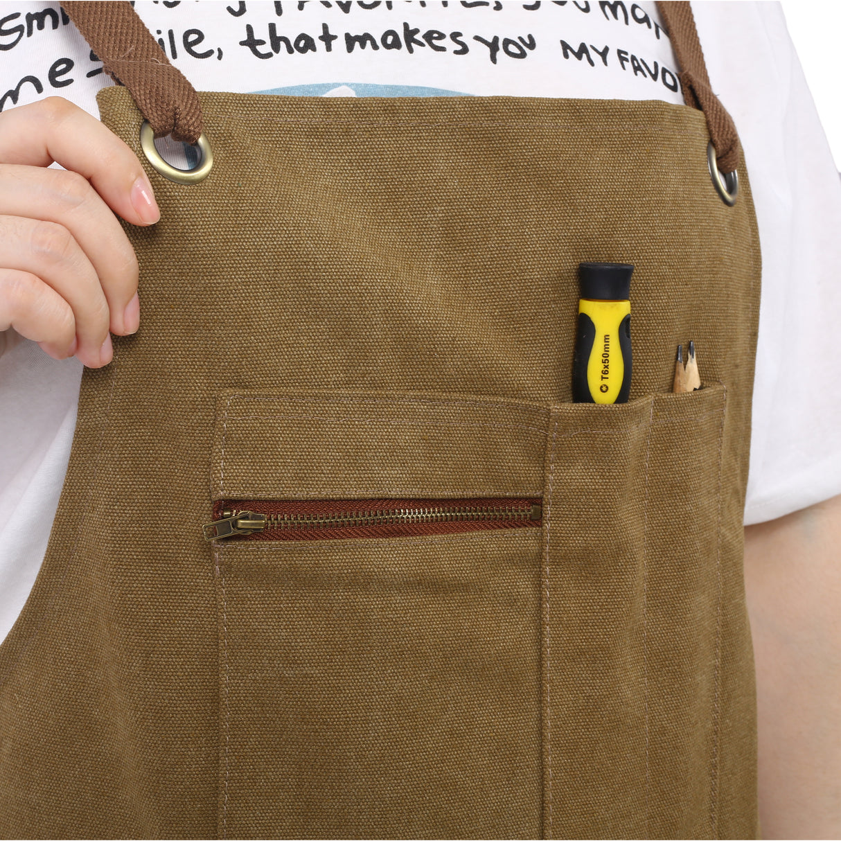 Long Apron Heavy Duty Canvas Tool 16 Oz--Brown