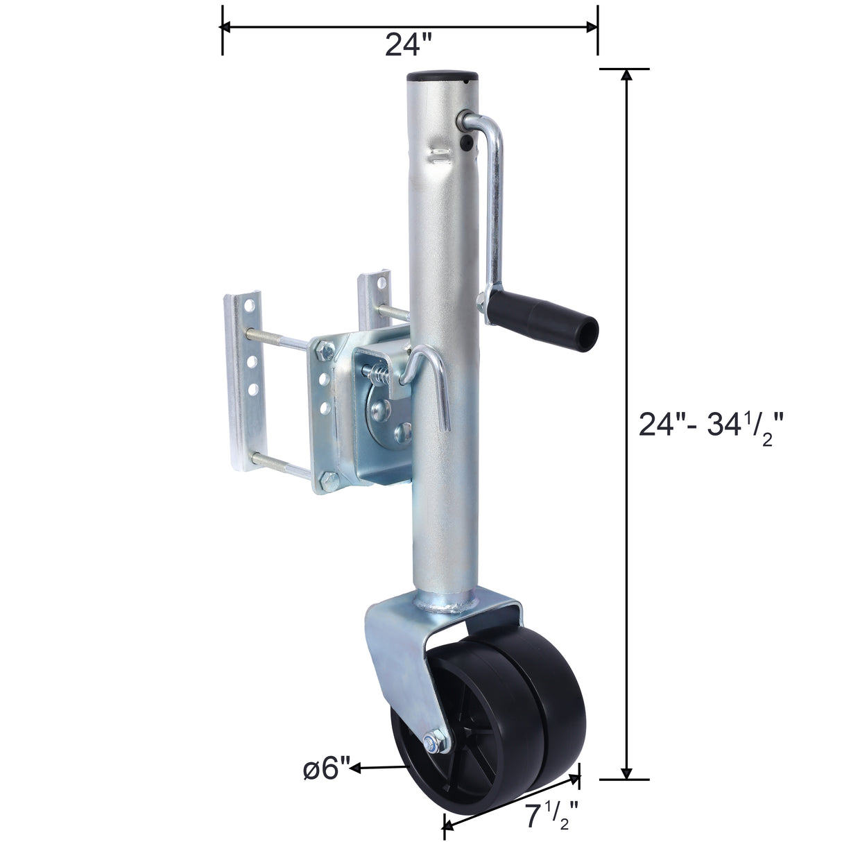 1500lbs Trailer Jack with Double Wheel Adjustable 12" Lift Swivel Tongue Towing