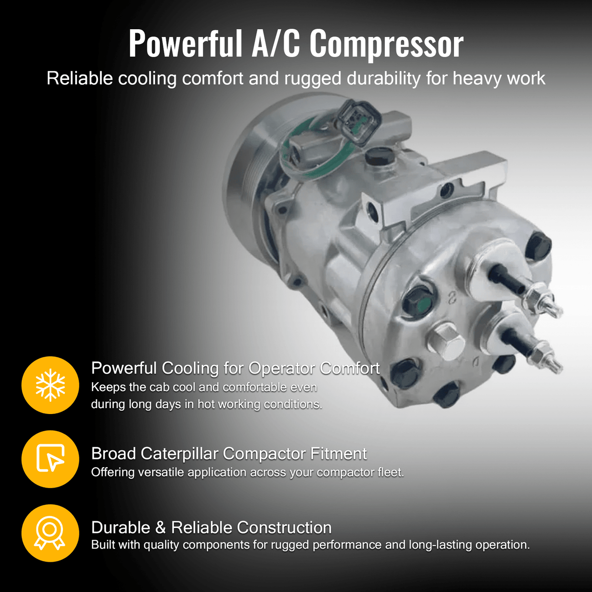 Air Conditioning Compressor 320 - 1291 3201291 Fit for Caterpillar Compactor CAT 825K 826K 836K 836KLRC - Fab Heavy Parts