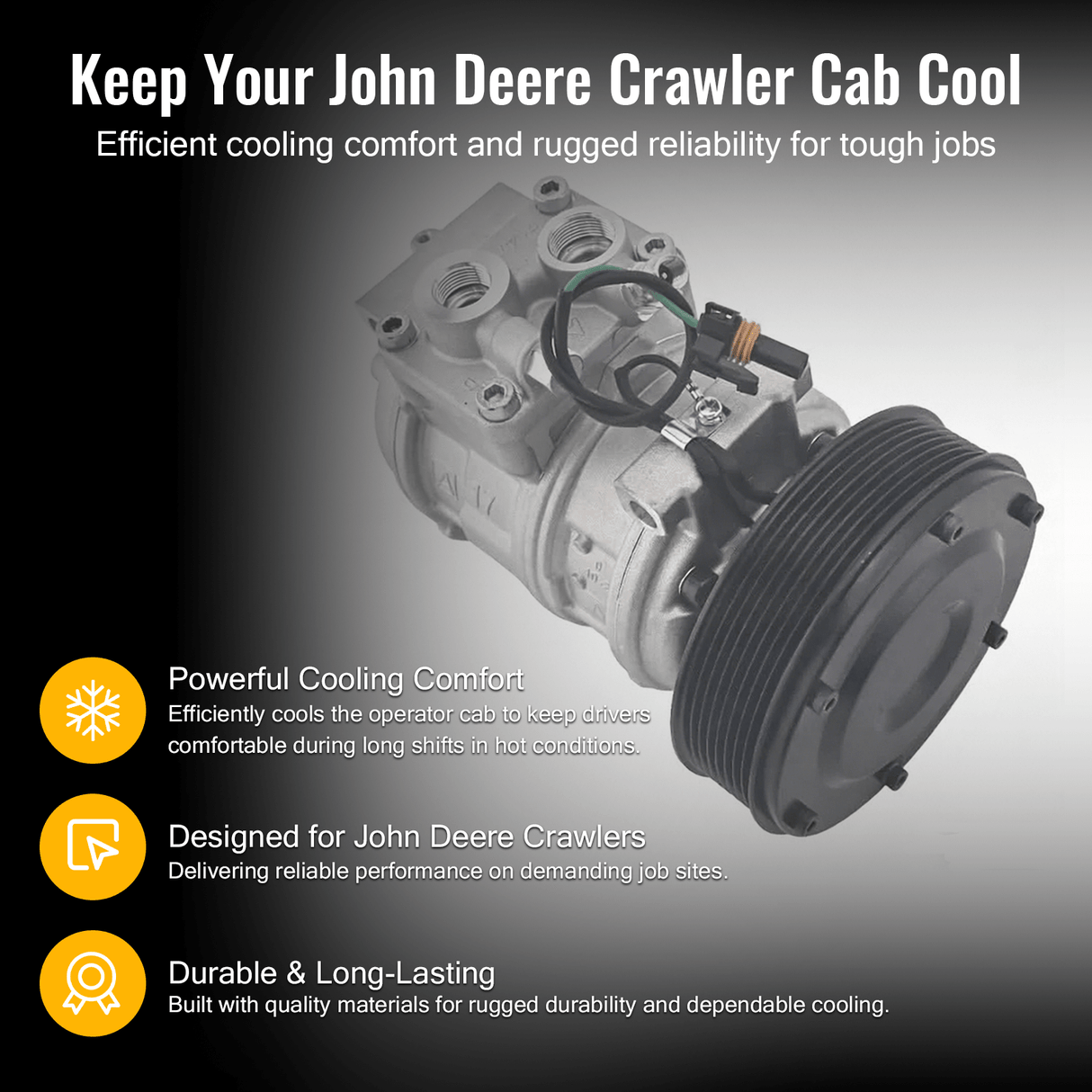 Air Conditioning Compressor AT168543 Fits for John Deere Crawler 700H 750C 850C - Fab Heavy Parts