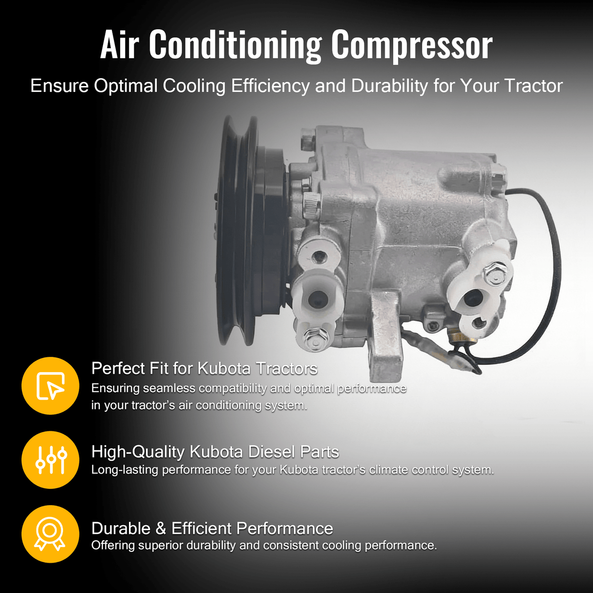 Air Conditioning Compressor RD451 - 93900 RD45193900 Fit Kubota Tractor M100XDC M108SDC M110XDC L4240HSTC L5240HSTC - Fab Heavy Parts