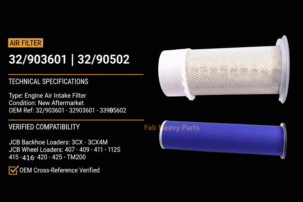 Air Filter 32/903601 32/903602 Fits for JCB Loader 407 409 411 415 416 420 425 412S TM200 - Fab Heavy Parts