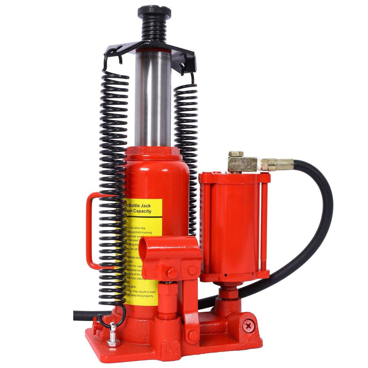 Air Hydraulic Bottle Jack 12 Ton/24000 LBS All Welded 9.8 - 19.3 inch Lifting Range Manual Handle and Air Pump - Red - Fab Heavy Parts