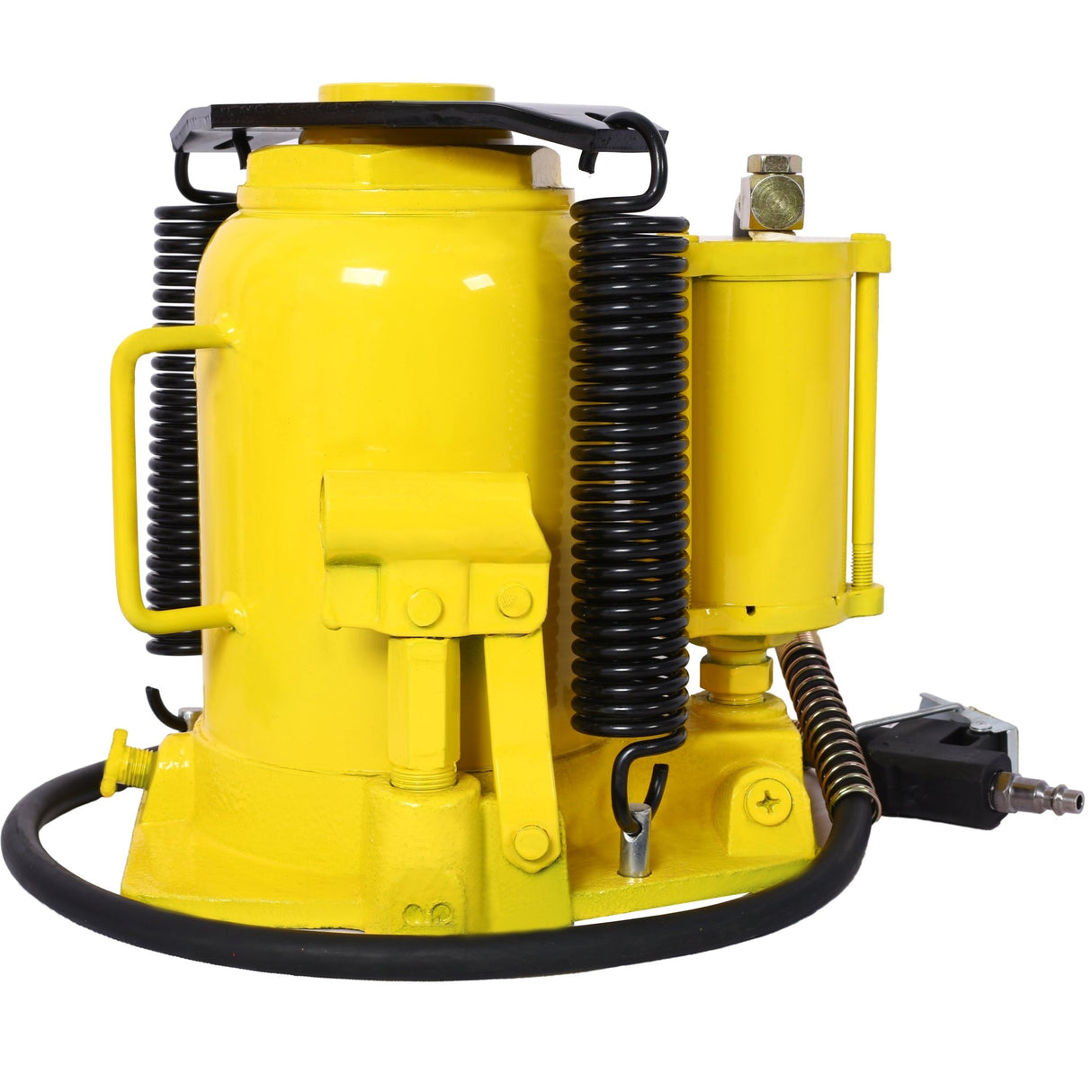 Air Hydraulic Bottle Jack 32 Ton/70550 LBS All Welded 10 - 16.3 inch Lifting Range Manual Handle and Air Pump - Yellow - Fab Heavy Parts
