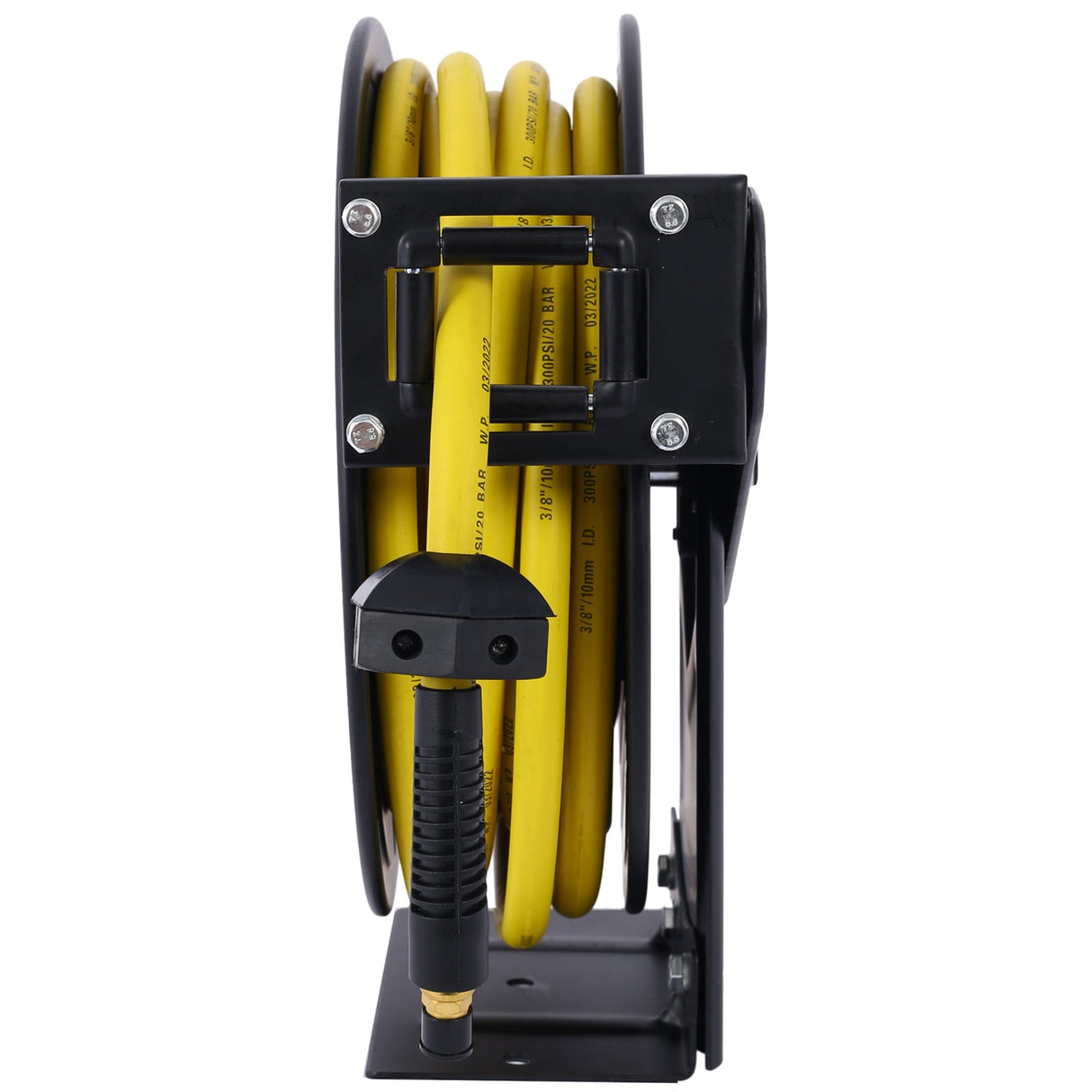 Air Reel Retractable 3/8" Inch x 50' Feet Flex Hybrid Polymer Hose Max 300 PSI Heavy Duty Steel Frame - Fab Heavy Parts