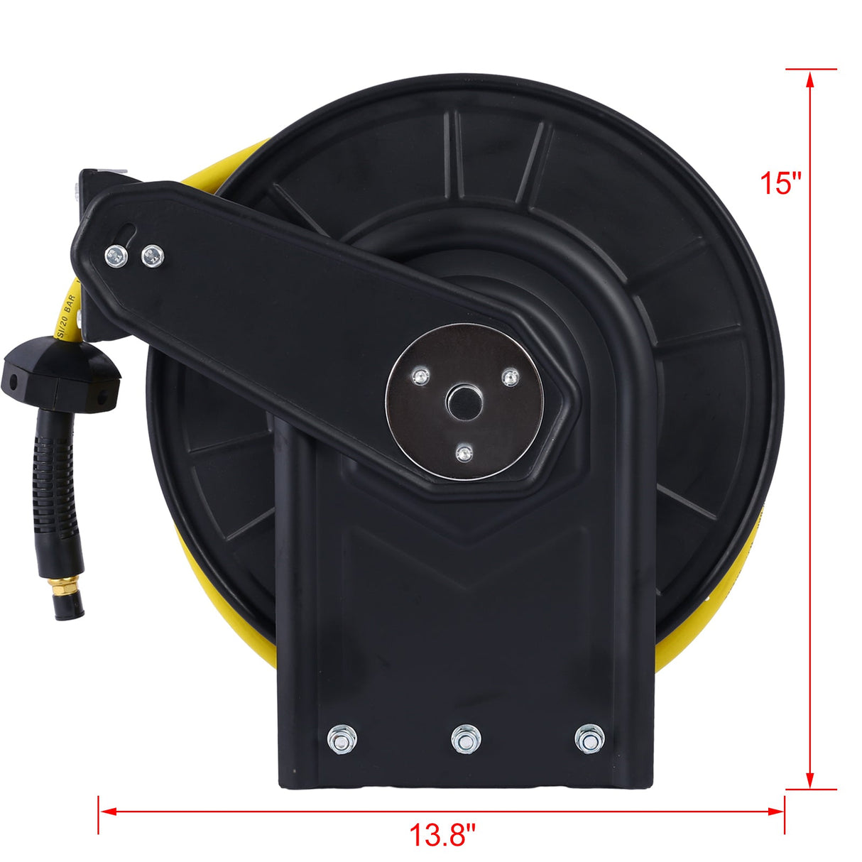 Air Reel Retractable 3/8" Inch x 50' Feet Flex Hybrid Polymer Hose Max 300 PSI Heavy Duty Steel Frame - Fab Heavy Parts