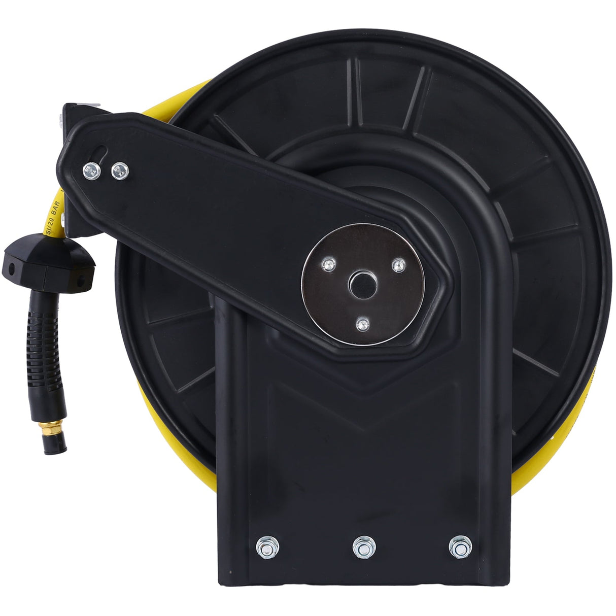 Air Reel Retractable 3/8" Inch x 50' Feet Flex Hybrid Polymer Hose Max 300 PSI Heavy Duty Steel Frame - Fab Heavy Parts