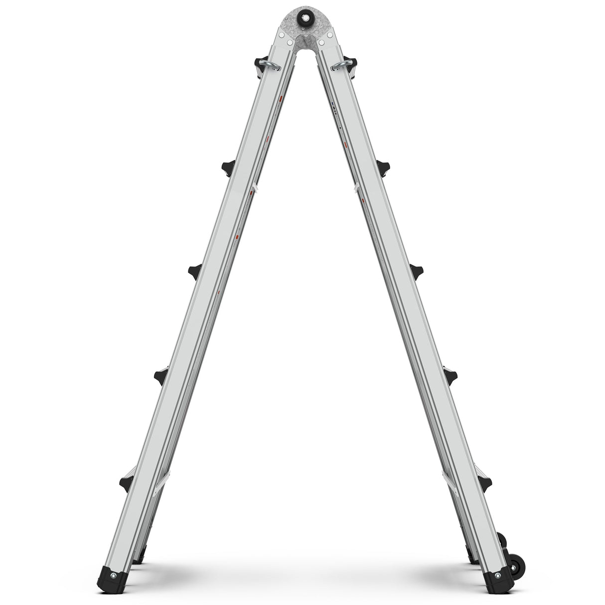 Aluminum Multi - Position Ladder with Wheels 300 lbs Weight Rating 22 FT - Metallic Grey - Fab Heavy Parts
