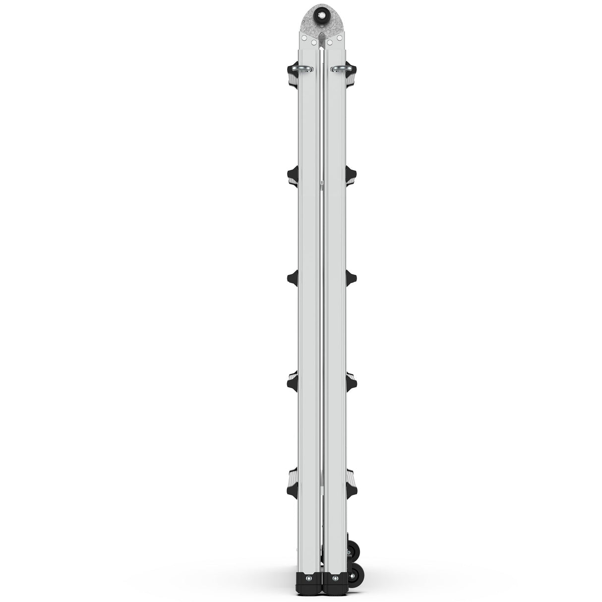 Aluminum Multi - Position Ladder with Wheels 300 lbs Weight Rating 22 FT - Metallic Grey - Fab Heavy Parts