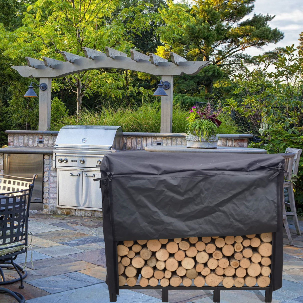 Artibear Firewood Rack Stand 4.1ft Heavy Duty Logs Holder - Matte Black - Fab Heavy Parts