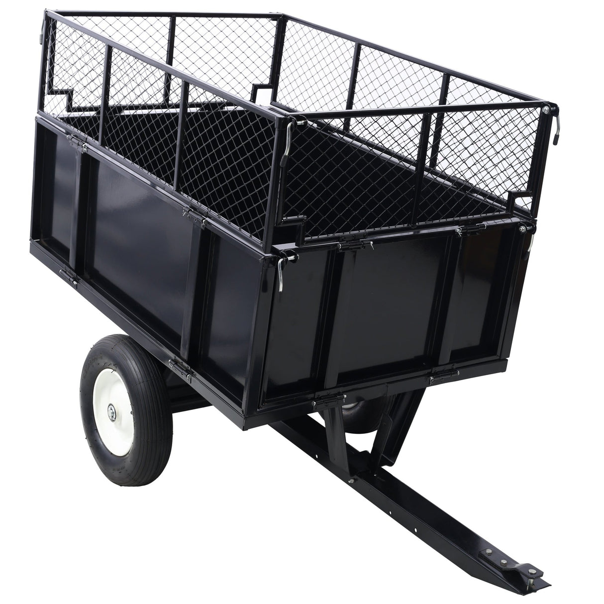 ATV Trailer Steel Dump Cart 750lbs 22 Cubic Feet with Heavy Duty Tow Behind Carts and Removable Sides - Fab Heavy Parts