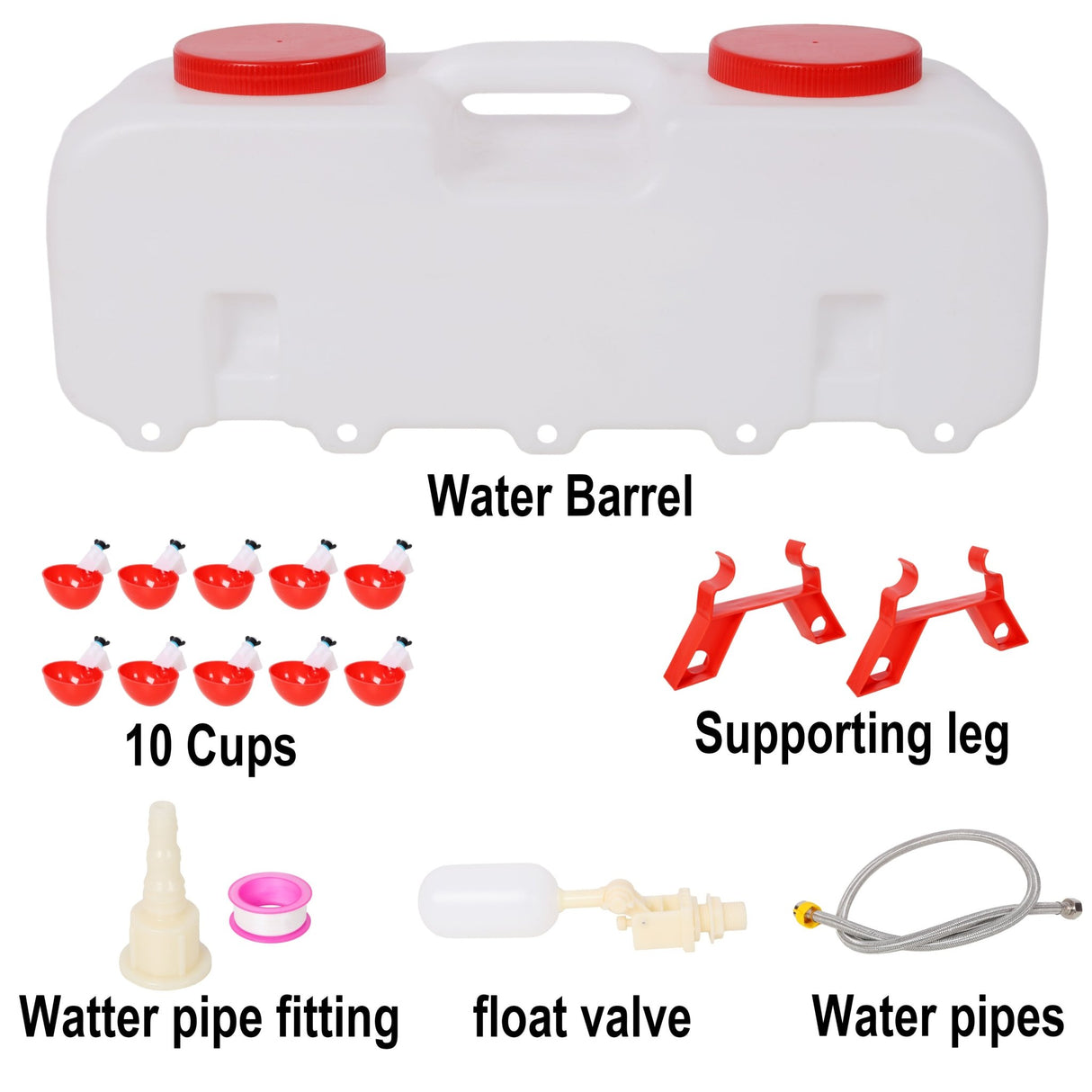 Automatic Chicken Waterer with 10 Drinking Cup Easy Disassembly and Cleaning Water Dispenser for Chickens Ducks and Geese - Fab Heavy Parts