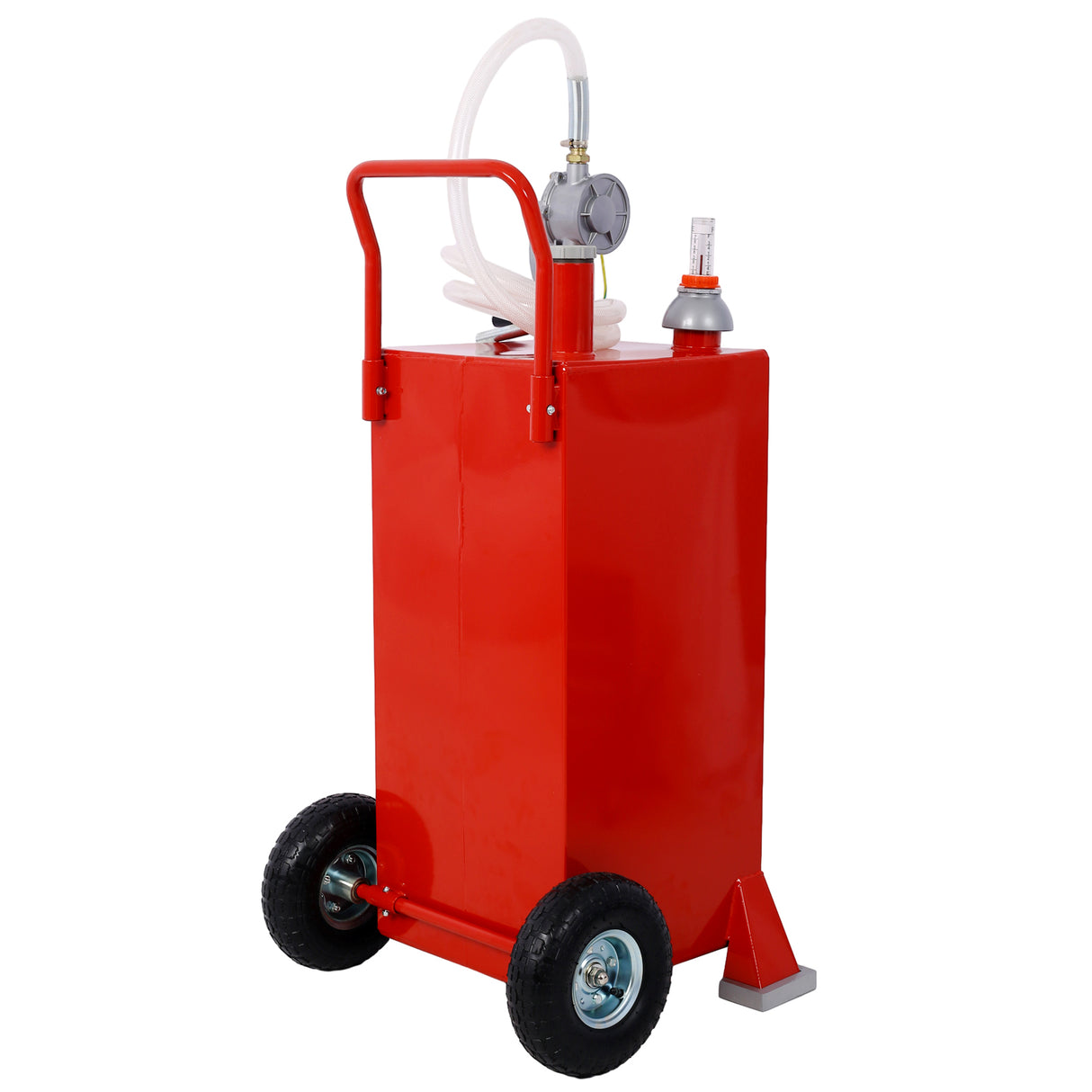 30 Gallon Gas Caddy With Wheels Reversible Rotary Hand Siphon Pump Storage--Red