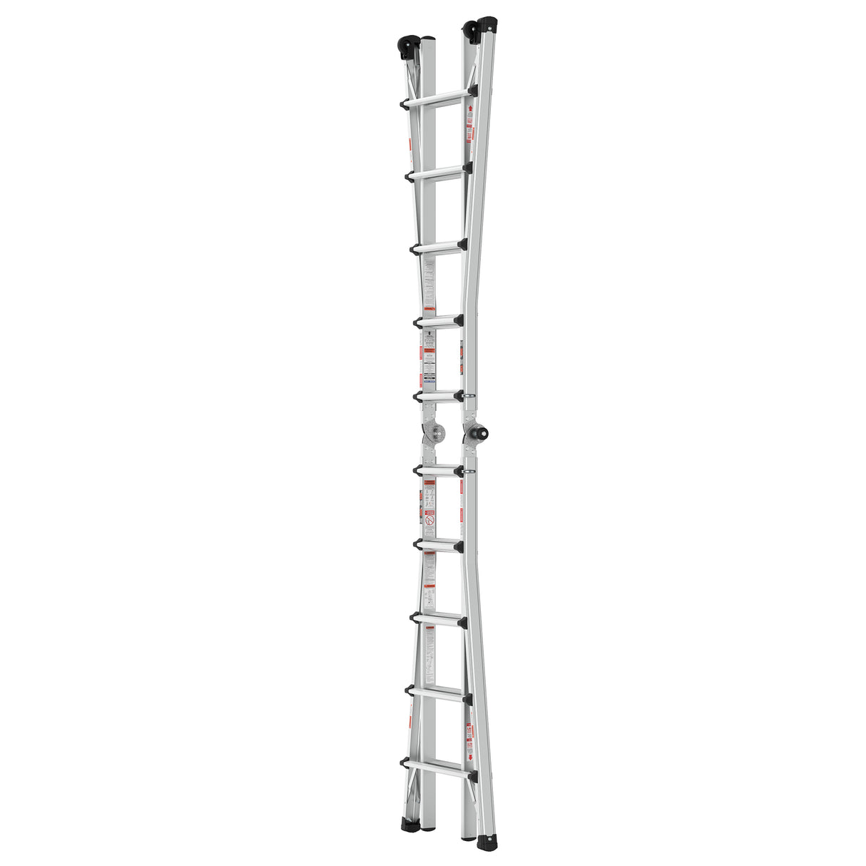 Aluminum Multi-Position Ladder with Wheels 300 lbs Weight Rating 22 FT--Metallic Grey