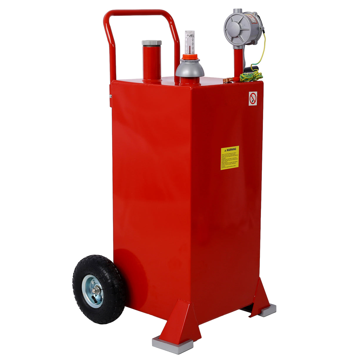 30 Gallon Gas Caddy With Wheels Reversible Rotary Hand Siphon Pump Storage--Red