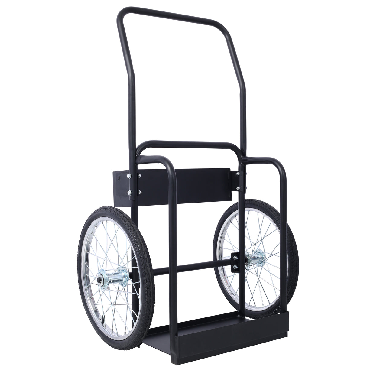 Large Dual Oxygen Tank Cart Dolly with Double Cylinder 20" Pneumatic Wheels Two Fastening Belts--Black