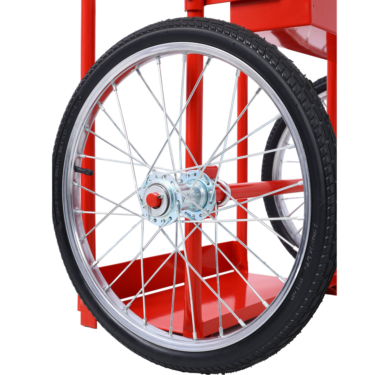 Large Dual Oxygen Tank Cart Dolly with Double Cylinder 20" Pneumatic Wheels Two Fastening Belts--Red