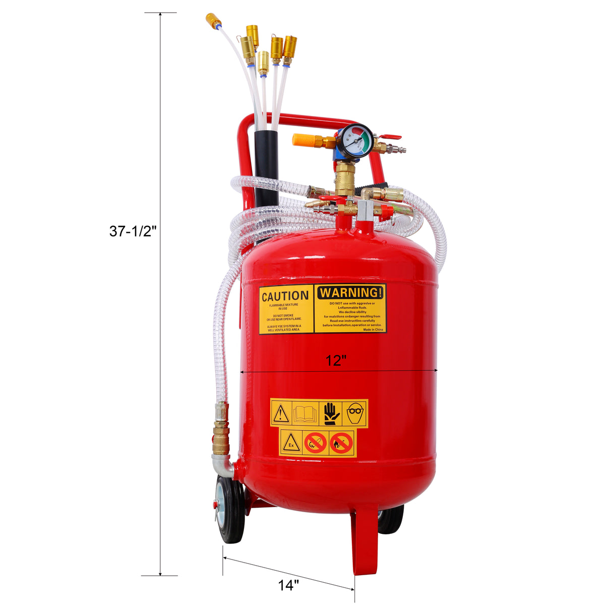 24L 6.3 Gallon Air Pneumatic Waste Oil Extractor Portable Oil Drain Tank Professional Integrated Level Gauge