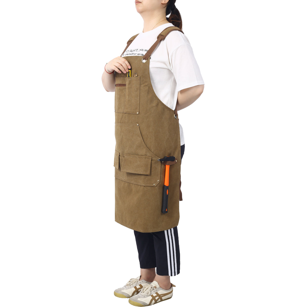 Long Apron Heavy Duty Canvas Tool 16 Oz--Brown
