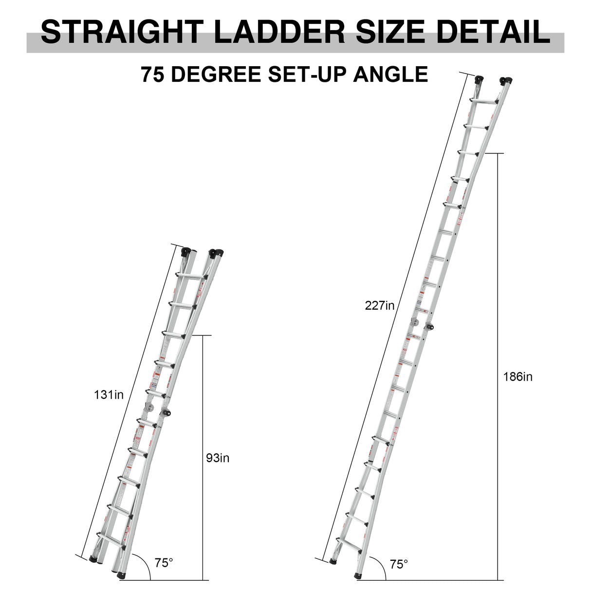 Aluminum Multi-Position Ladder with Wheels 300 lbs Weight Rating 22 FT--Metallic Grey