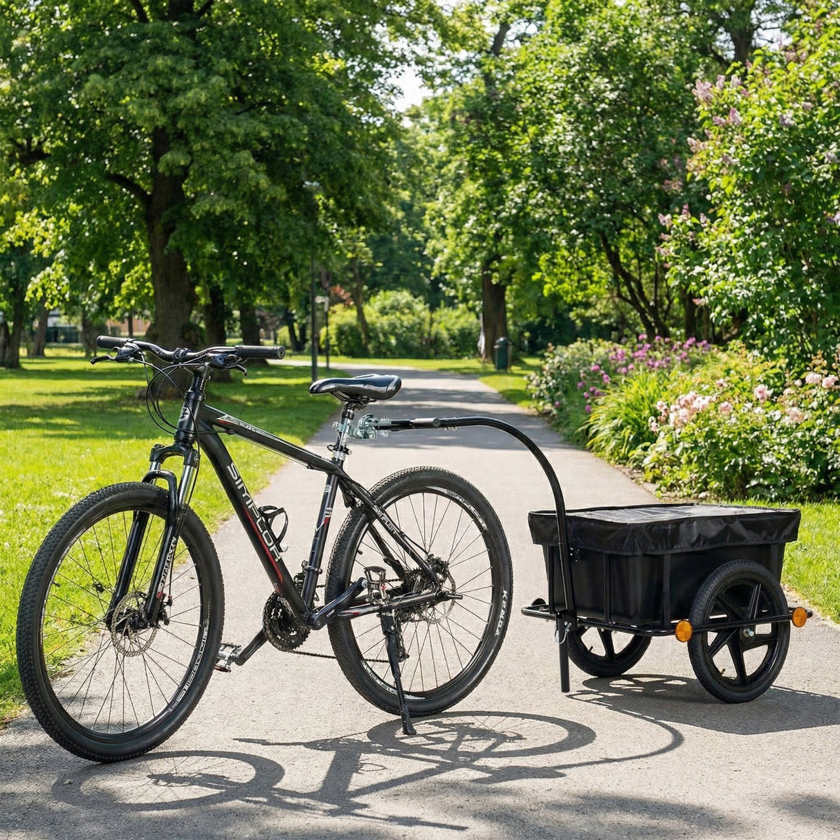 Bike Cargo Trailer with Support Bar Waterproof Cover, Removable Box, Utility Bike Wagon Trailer for Shopping Camping and Outdoor Activities - Fab Heavy Parts