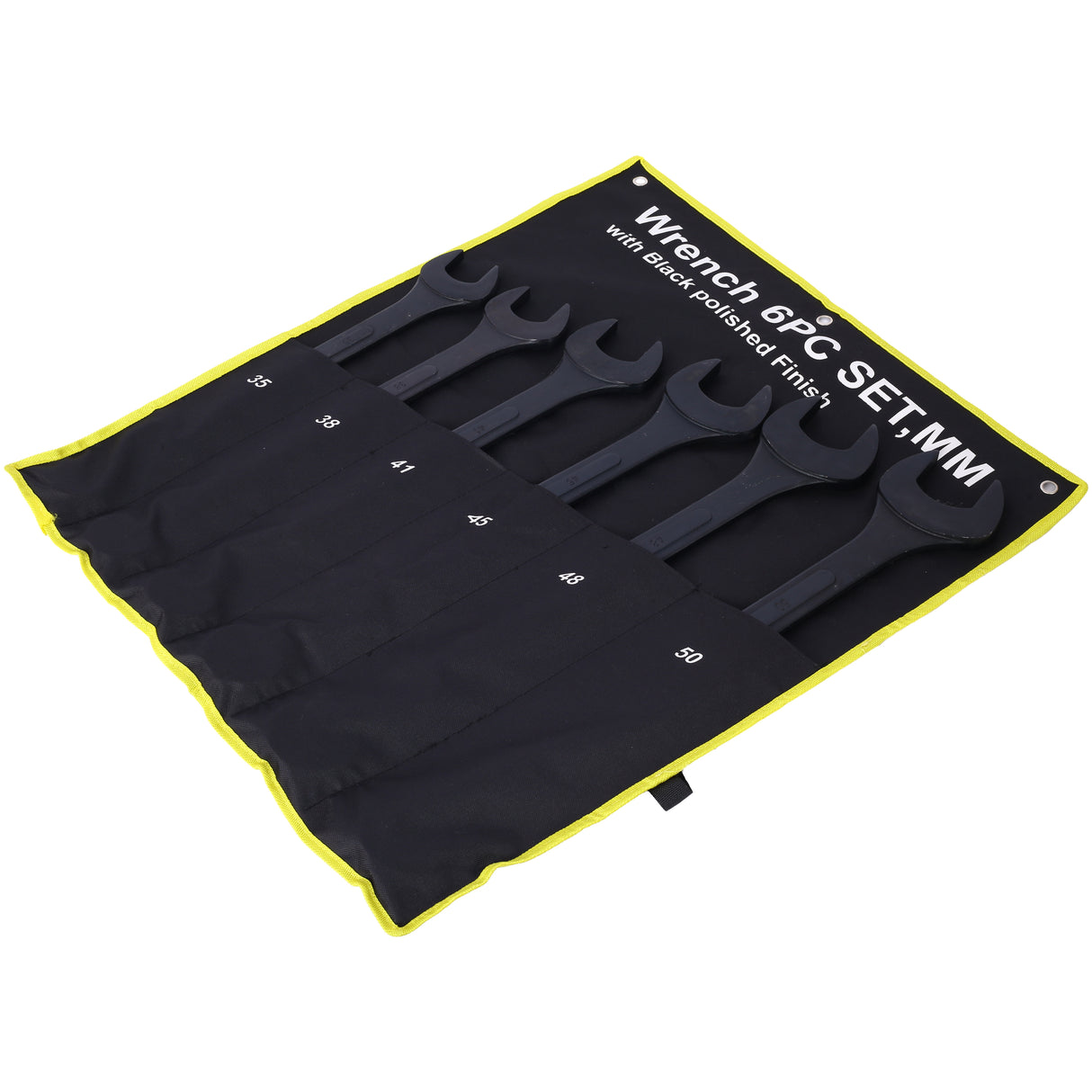 6 PCS Jumbo Combination Wrench Set Extra Large Metric 1-3/8'' to 2'' Black Oxide with Pouch