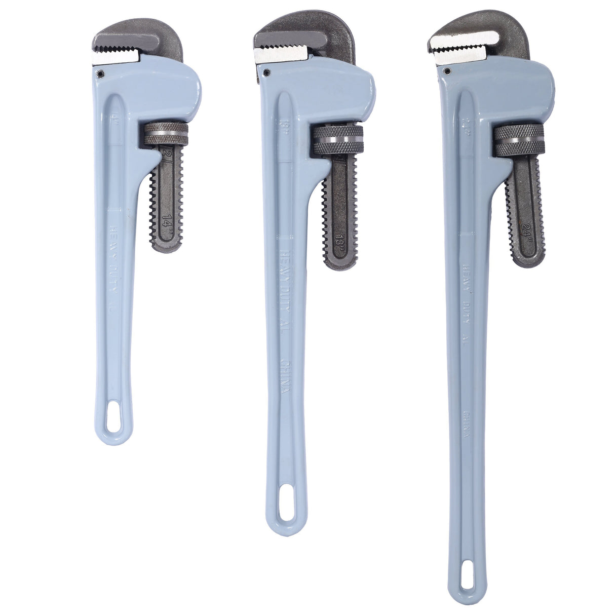 3PCS Aluminium Pipe Wrench Set Adjustable Jaw Plumbing 14" 18" 24" inch