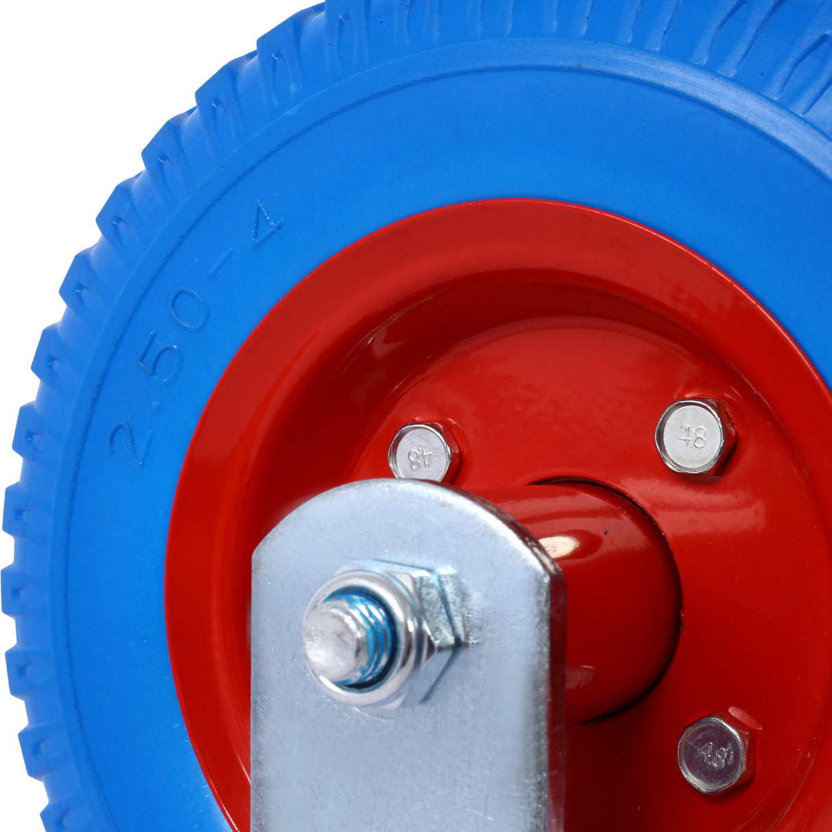 2PCS 8IN Flat Free Rigrid-Caster Wheel Steel Hub with Ball Bearings 5/8-Inch Bore Centered Axle Blue