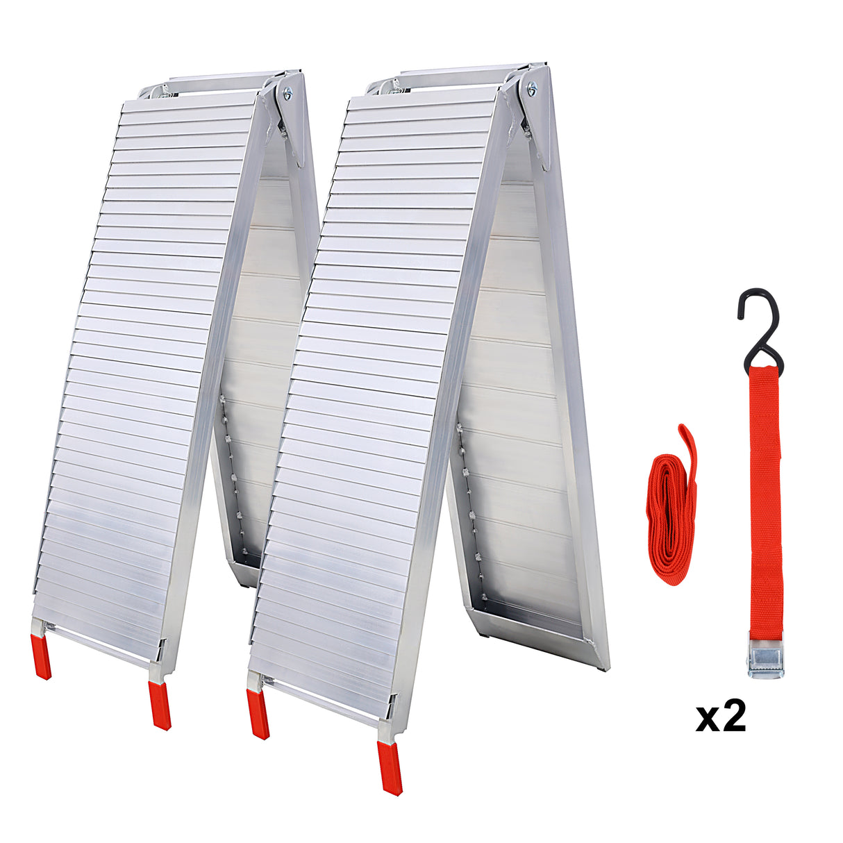2PCS Truck Ramps 80"x12" Portable Loading Ramp 1500 LBS Capacity Aluminum Folding with Handle & Buckle--Silver