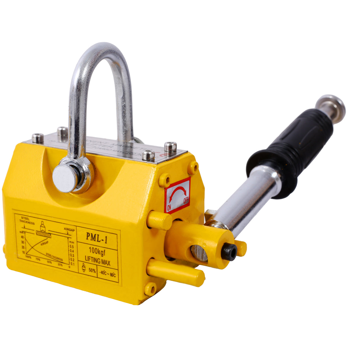 Permanent Magnetic Lifting with Release 220lbs/100kg Heavy Duty Magnet 2.5 Safety Factor Neodymium & Steel