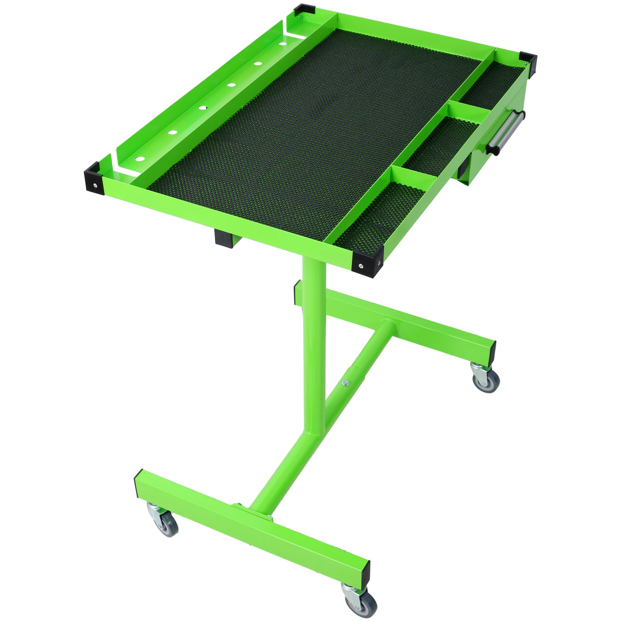 Adjustable Work Table with Drawer Portable (4) 2.5' Swivel Casters 220 Lbs Capacity Rubber Corners Heavy Duty Steel--Green