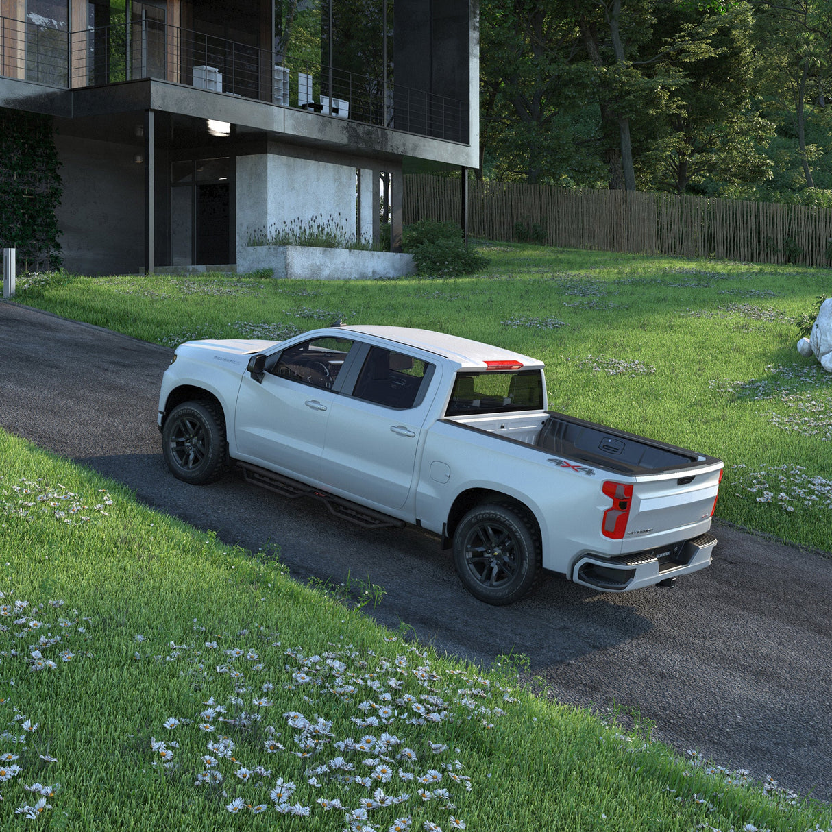 Cab Running Boards Compatible for 2019 - 2025 Chevy Silverado & GMC Sierra 1500/2020 - 2025 Chevrolet Silverado/GMC Sierra 2500 HD 3500 HD Crew Cab 2500HD/3500HD - Fab Heavy Parts