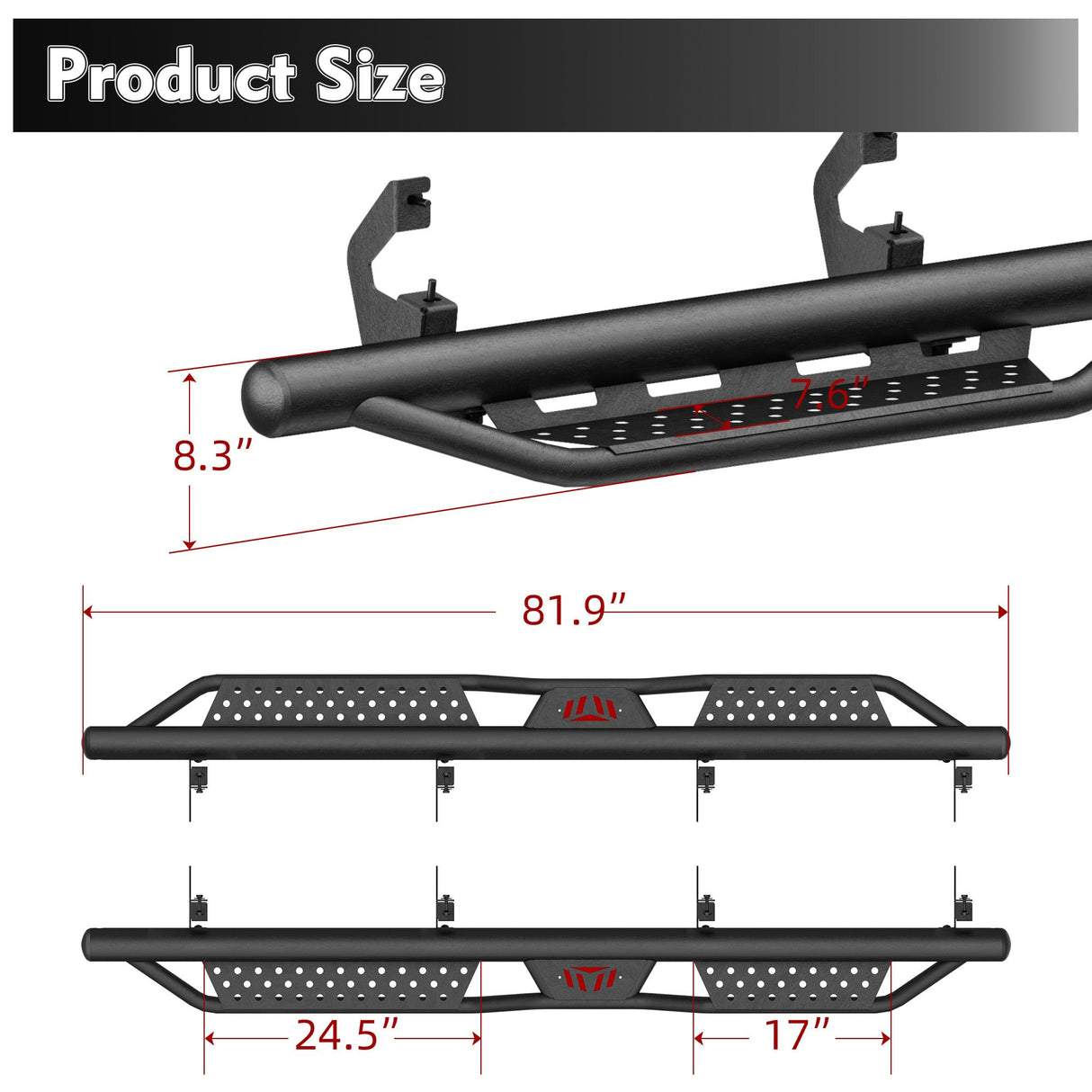Cab Running Boards Compatible for 2019 - 2025 Chevy Silverado & GMC Sierra 1500/2020 - 2025 Chevrolet Silverado/GMC Sierra 2500 HD 3500 HD Crew Cab 2500HD/3500HD - Fab Heavy Parts