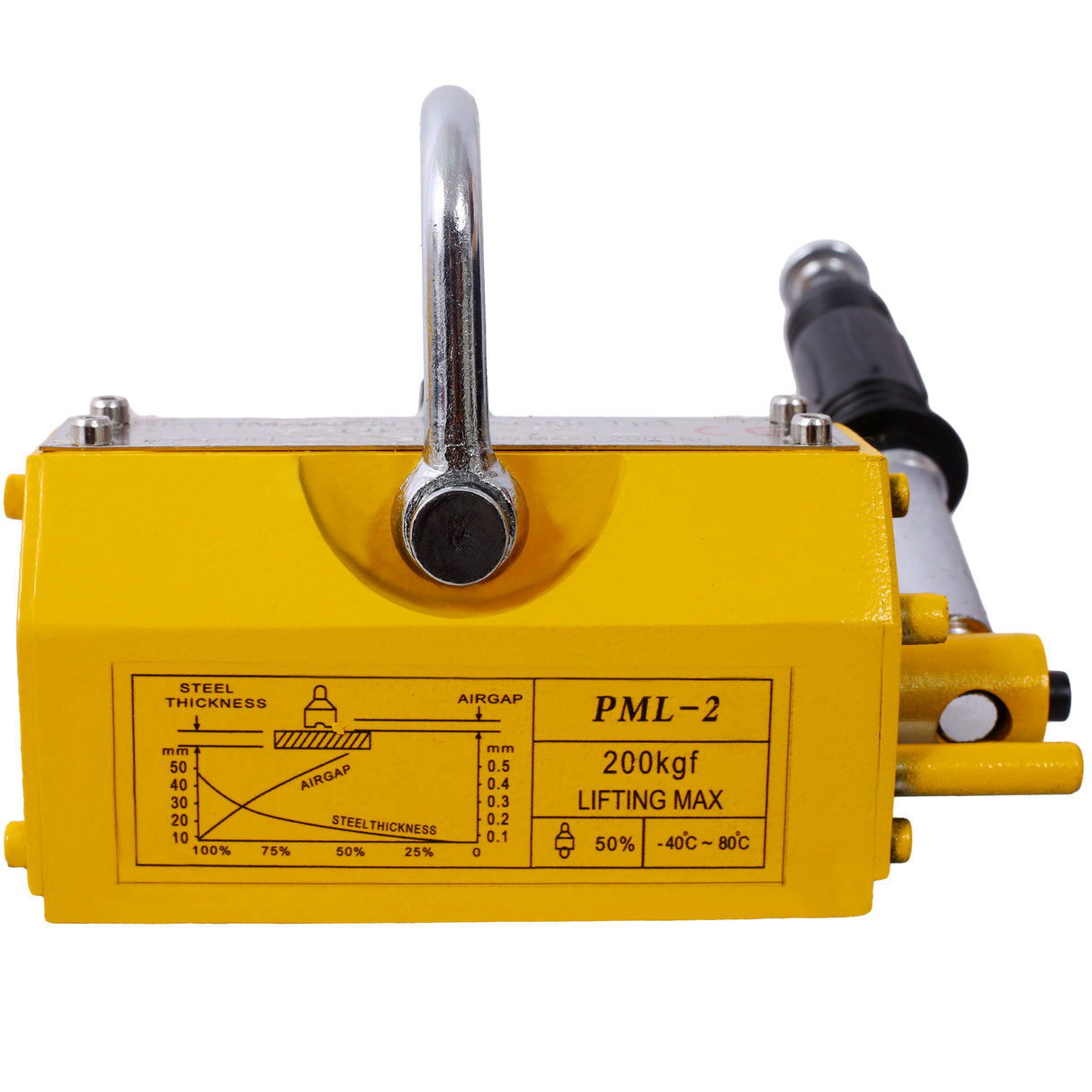 Permanent Magnetic Lifting with Release 440lbs/200kg Heavy Duty Magnet 2.5 Safety Factor Neodymium & Steel
