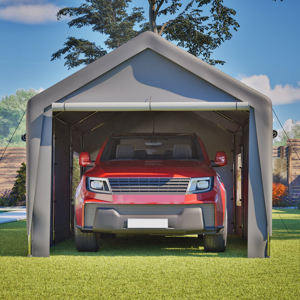 Carport Canopy 10x20 FT Heavy Duty Boat Car Canopy Garage with Removable Sidewalls and Roll - up Ventilated Windows - Fab Heavy Parts