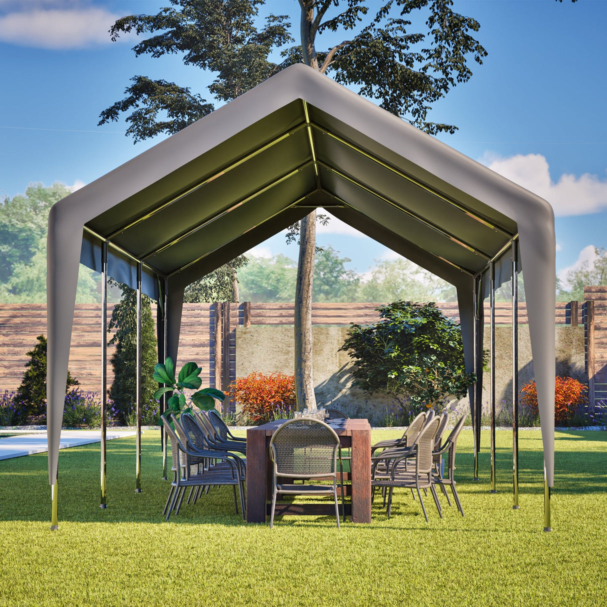 Carport Canopy 10x20 FT Heavy Duty Boat Car Canopy Garage with Removable Sidewalls and Roll - up Ventilated Windows - Fab Heavy Parts