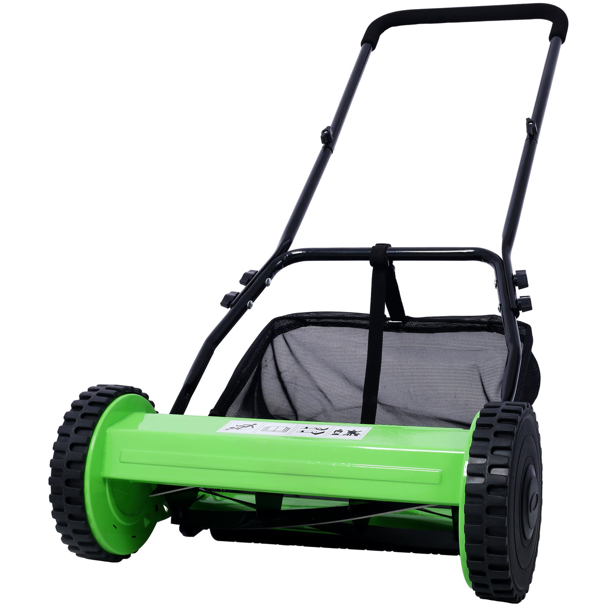 14-Inch 5-Blade Push Reel Lawn Mower with Grass Catcher--Green