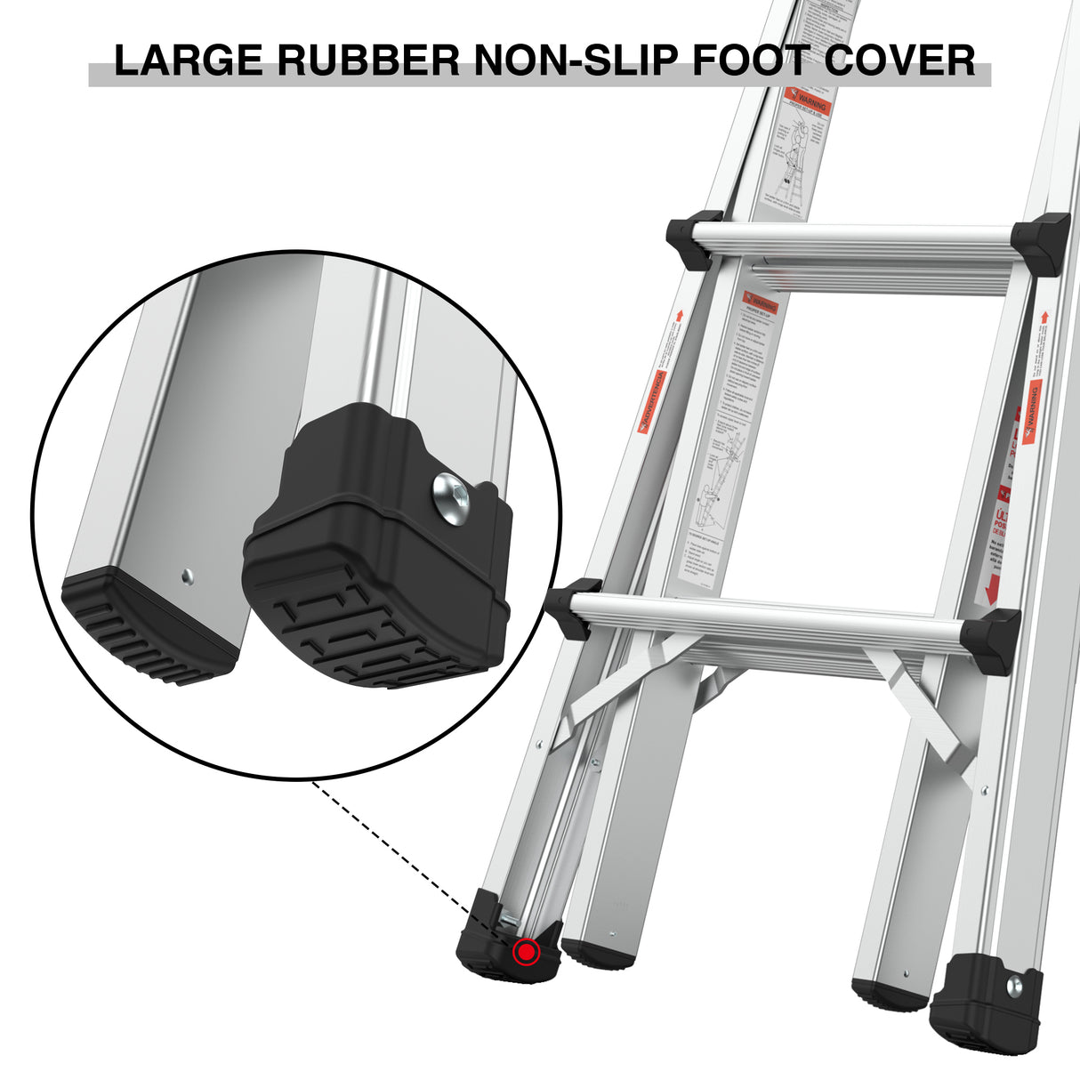 Aluminum Multi-Position Ladder with Wheels 300 lbs Weight Rating 22 FT--Metallic Grey