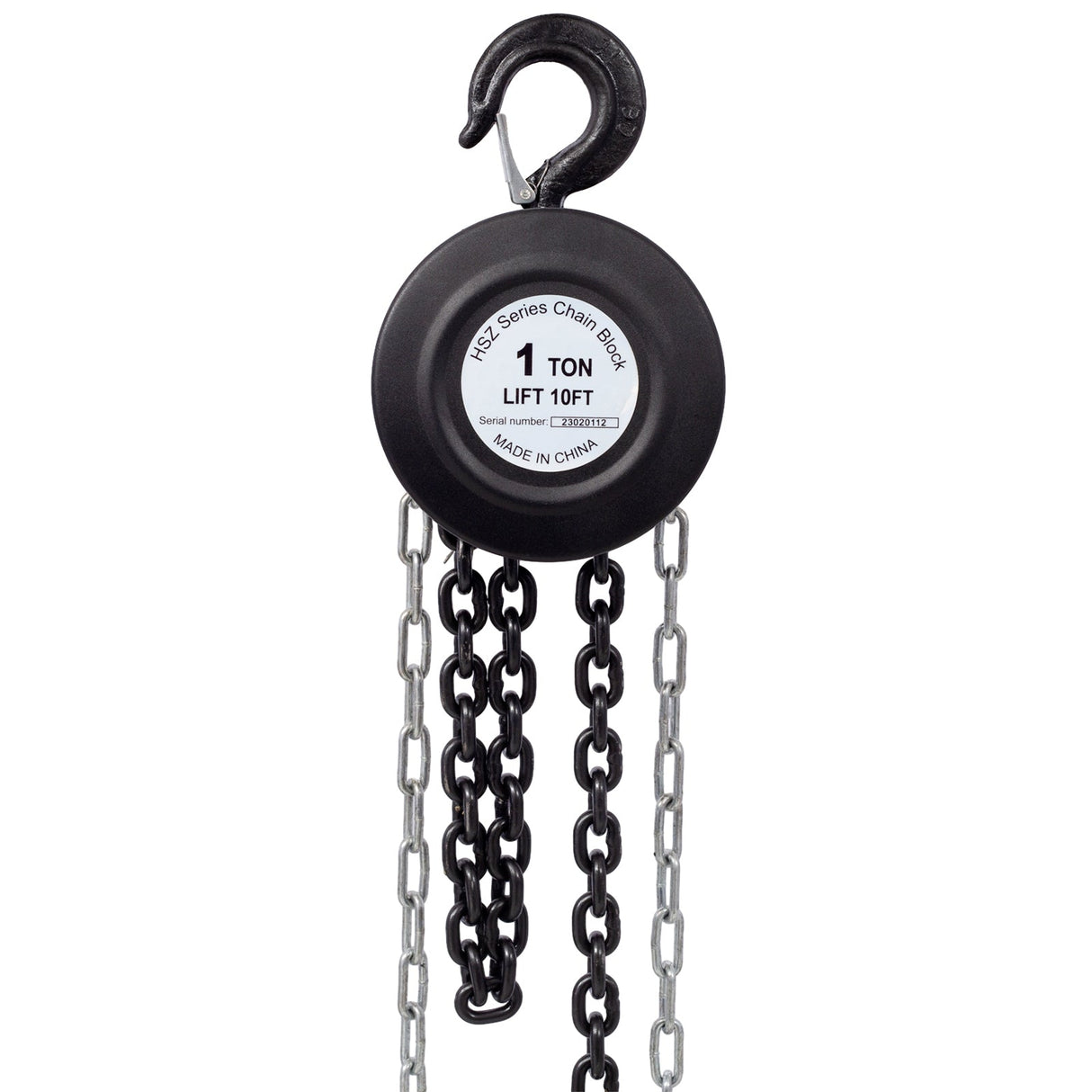Chain Hoist 2200lbs 1T Capacity 10ft with 2 Heavy Duty Hooks Manual Steel Construction - Black - Fab Heavy Parts