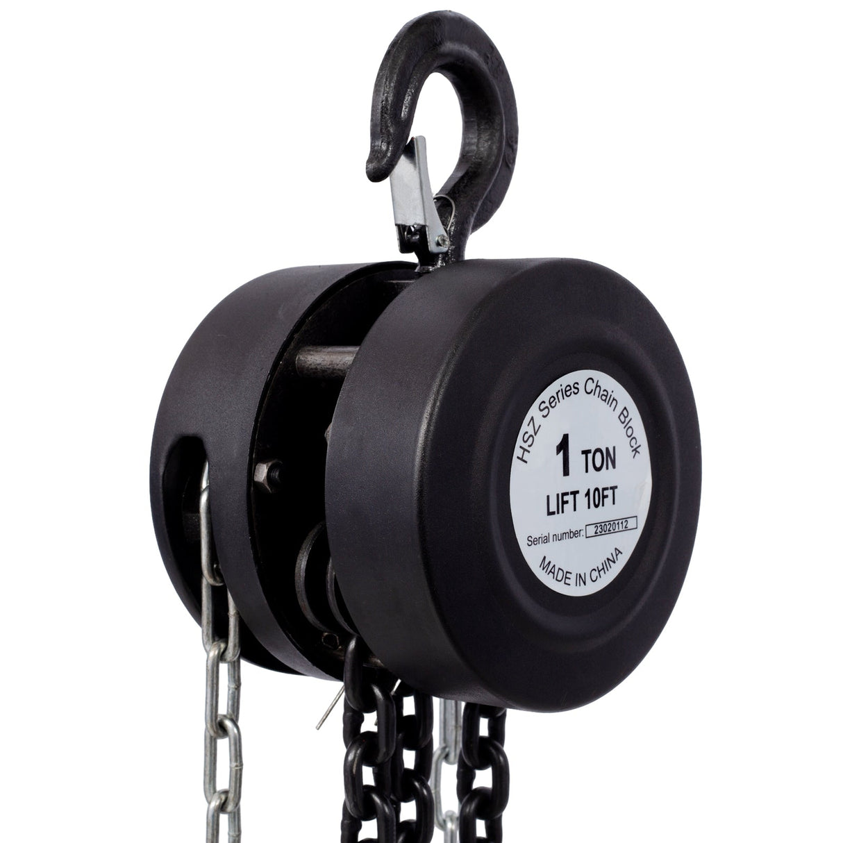 Chain Hoist 2200lbs 1T Capacity 10ft with 2 Heavy Duty Hooks Manual Steel Construction - Black - Fab Heavy Parts