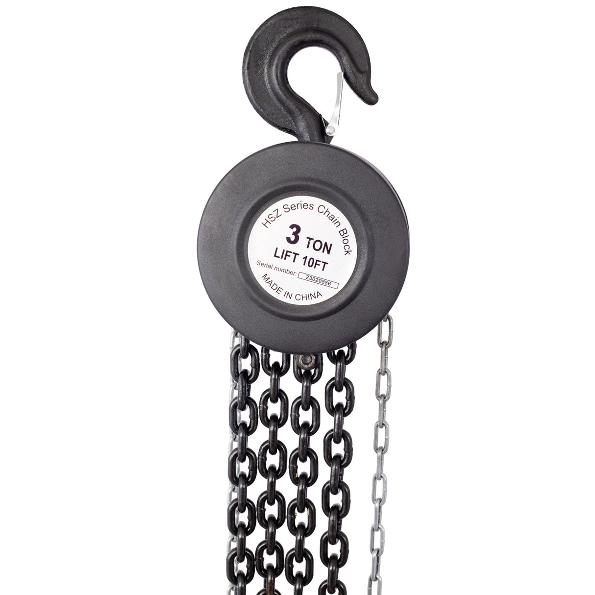 Chain Hoist 4400lbs 2T Capacity 10ft with 2 Heavy Duty Hooks Manual Steel Construction - Black - Fab Heavy Parts