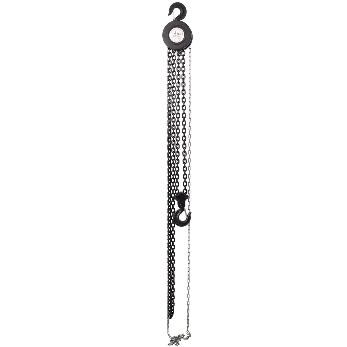 Chain Hoist 4400lbs 2T Capacity 10ft with 2 Heavy Duty Hooks Manual Steel Construction - Black - Fab Heavy Parts