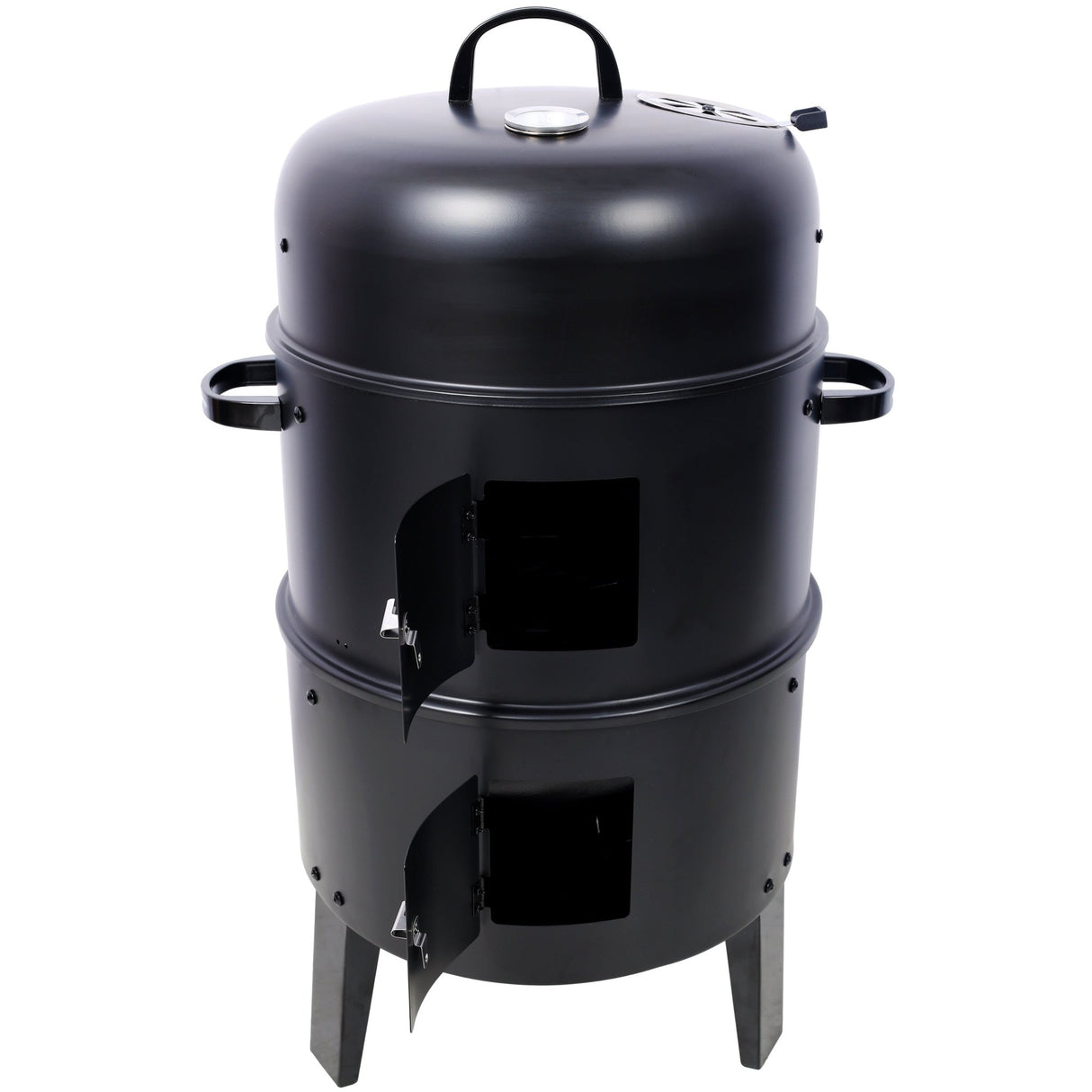 Charcoal Smoker Grill 16 Inch Vertical BBQ Grill - Black - Fab Heavy Parts