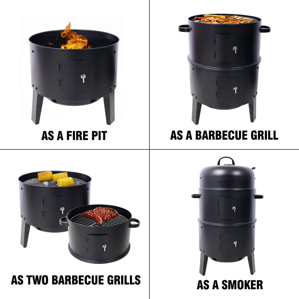 Charcoal Smoker Grill 16 Inch Vertical BBQ Grill - Black - Fab Heavy Parts