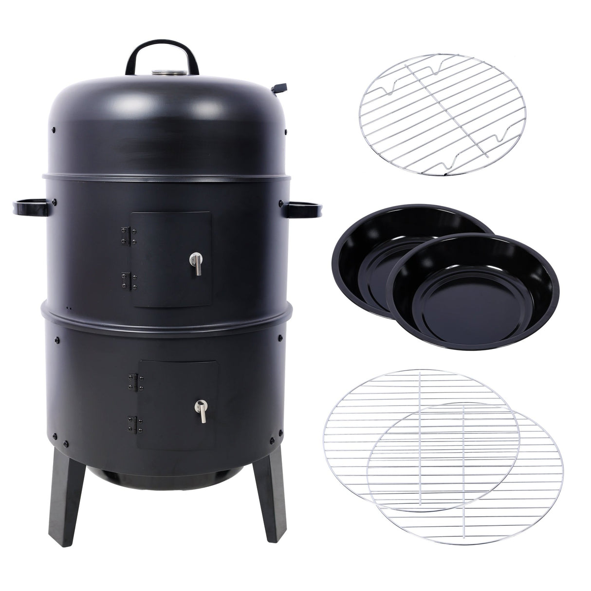 Charcoal Smoker Grill 16 Inch Vertical BBQ Grill - Black - Fab Heavy Parts