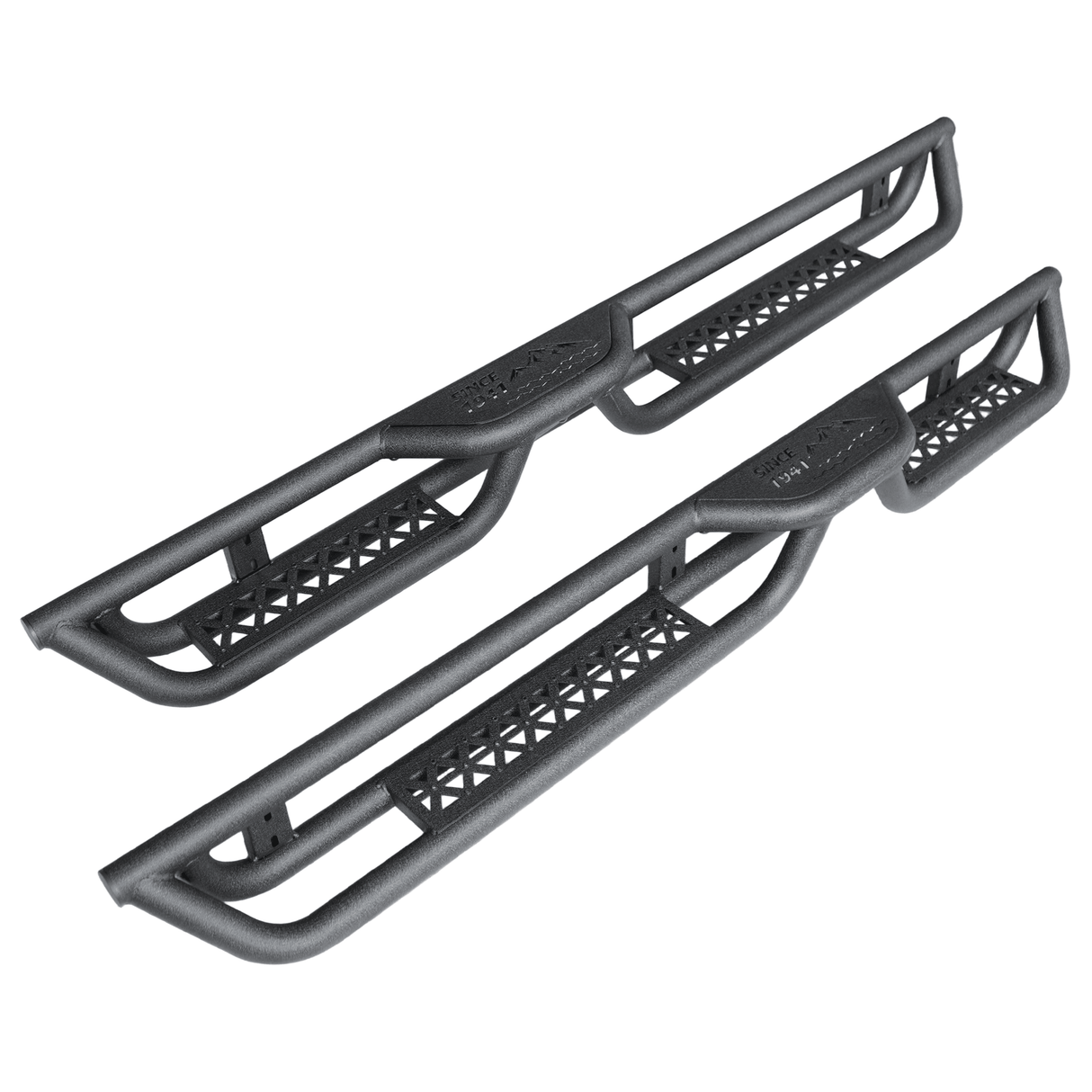 Coated Black Carbon 6 - Inch 2 - Stairs Side Step Rails Step Bars Steel Nerf Bars Running Boards Compatible with Jeep Wrangler JL 4 Doors 2018 - 2025 - Fab Heavy Parts