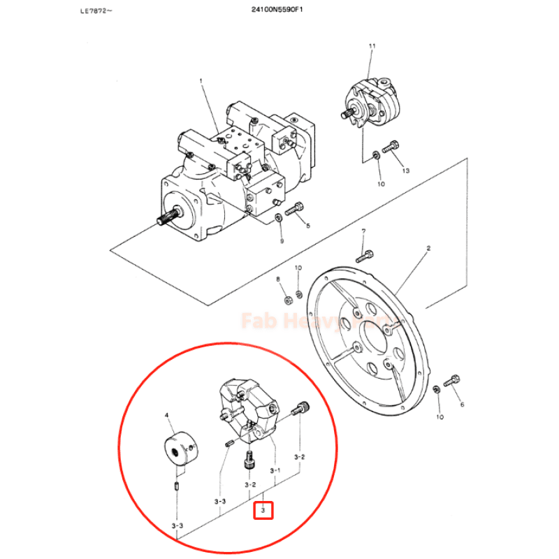 Coupling With Hub Assembly 24100U341F1 Fits Kobelco SK60 - 3 SK60 - Fab Heavy Parts