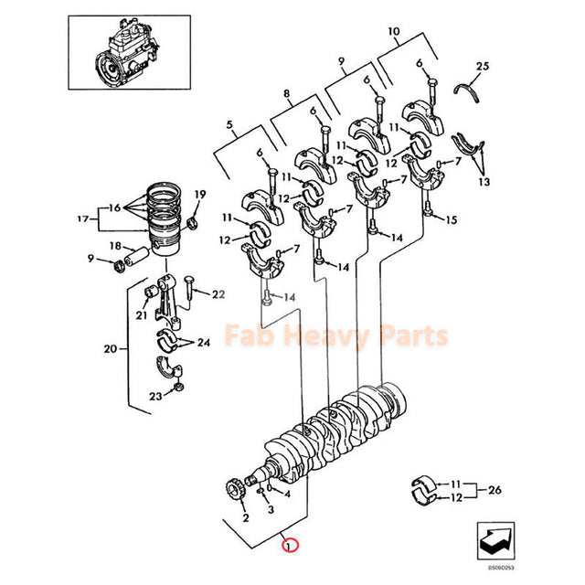 Crankshaft SBA115256631 Fits for Shibaura Engine N844 N844T Fits for CASE Skid Steer Loader SR150