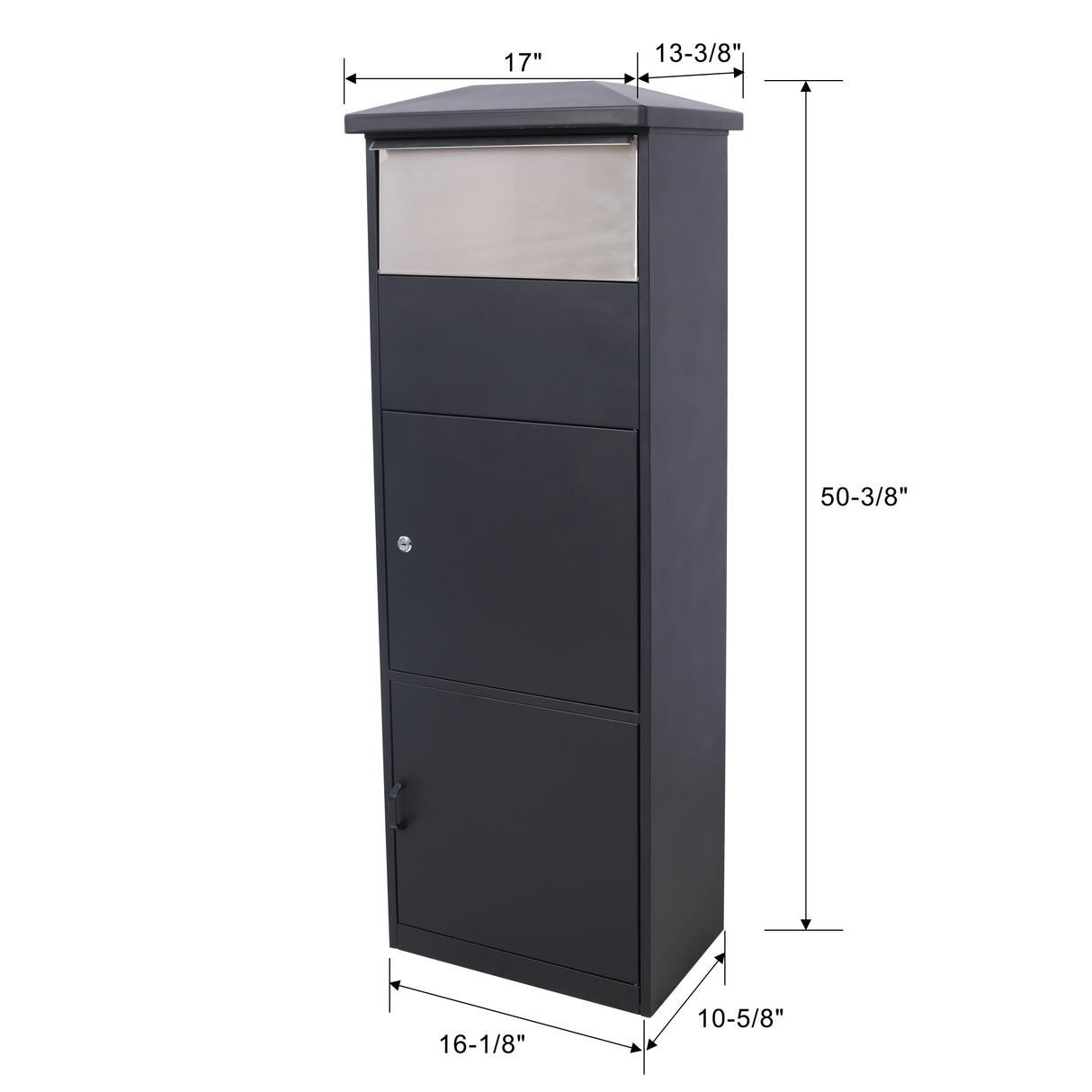 Large Package Delivery Parcel Mail Drop Box Floor Lockable Drop Slot Mail Box with Parcel Compartment--Black